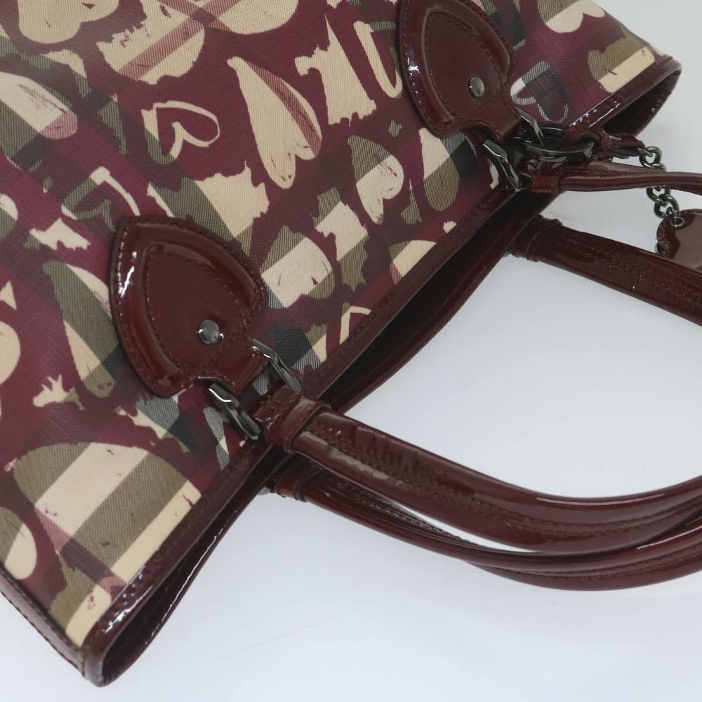 BURBERRY Nova Check Tote Bag PVC Leather Red Auth hk959 - Picture 6 of 16
